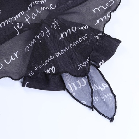 Semi Sheer Asymmetrical Front W/Red Rose Deep V Bilingual Graphic 🌹 Cami Top 🌹 - Picture 11 of 11